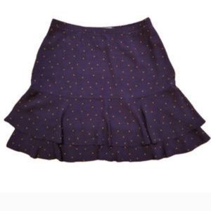 Women's Sz 8r BODEN Purple Polka-Dot Tiered Ruffle Skirt